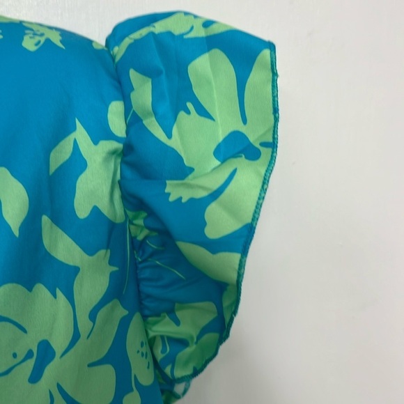 Floral Blue and Green Women's Dress - Picture 6 of 10